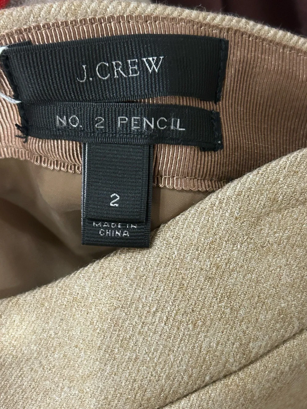 J.Crew No. 2 Pencil skirt 100% wool tan